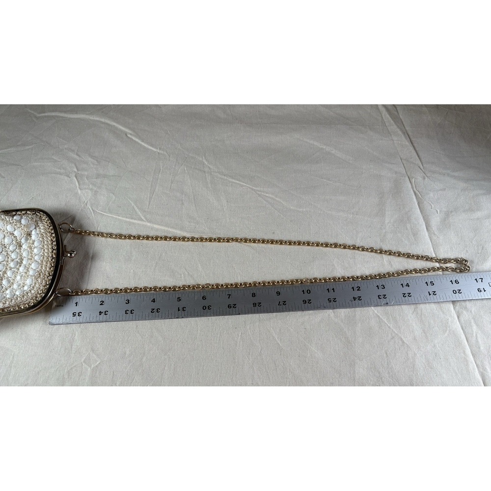 VTG Bobbie Jerome Purse White Crochet Beaded Evening Handbag Boho Made in Italy - Picture 4 of 10